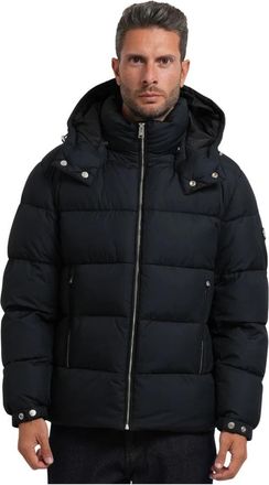 HUGO BOSS Waterafstotend Gewatteerd Jack met Double B Monogram - Heren - Winterjassen - Zwart - L - Leer - Jassen