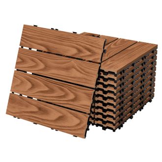 ML Design Ecd Germany Baldosas De Patio Wpc De 30x30 Cm 44 Piezas Para 4m&sup2; Aparencia De Madera Marr&oacute;n Claro Con Sistema De Drenaje E Instalaci&oacute;n Mediante Clic, 