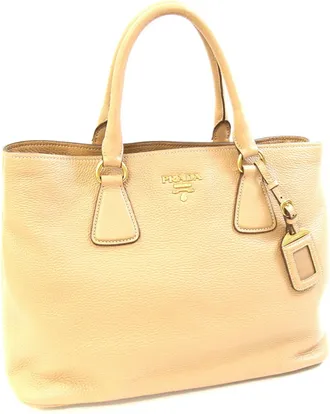 Prada Beige Leather Handbag Tote Bag (Pre-Owned)