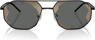 Emporio Armani 58mm Aviator Sunglasses in Matte Black/black Mirror Red at Nordstrom