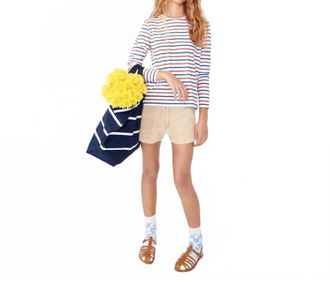 Kule Modern Long Sleeve T-Shirt In Cream Poppy Blue