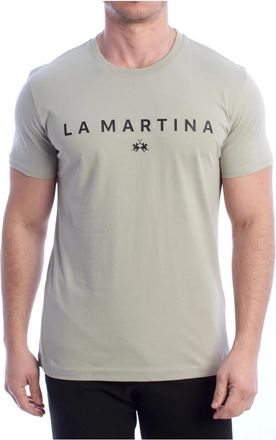 La Martina Heren T-shirt met korte mouwen - Heren - T-shirts - Grijs - 2XL - Katoen - Tops