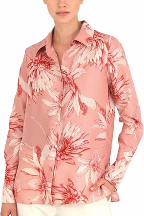 Rani Arabella Classic Silk Dahlia Shirt In Pink