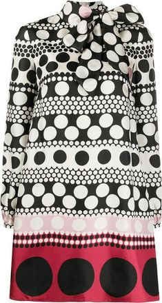 Valentino Garavani Long-Sleeve Polka-Dot Dress