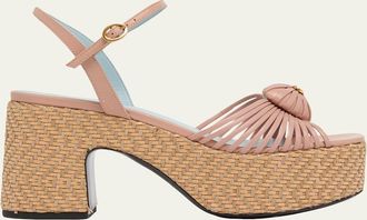 Valentino Garavani 80mm Coeur Royal VLogo Leather Platform Sandals