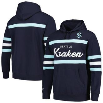 Mitchell & Ness Mens Mitchell & Ness Deep Sea Blue Seattle Kraken Head Coach Pullover Hoodie in Navy at Nordstrom, Size X-Large