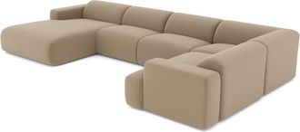 Sia Home Sof&aacute; cama panor&aacute;mico izquierdo tejido boucl&eacute; topo