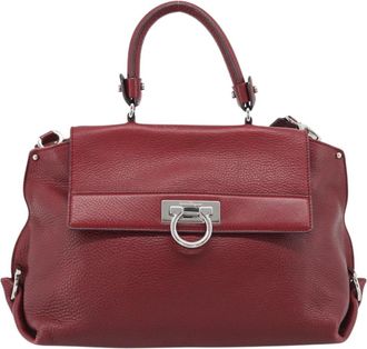 Ferragamo Sofia Satchel Leather Red Leather Handbag (Pre-Owned)