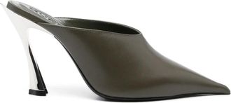 MUGLER Khaki Stijlvolle Muiltjes Schoenen - Dames - Muiltjes - Groen - 36 1/2 EU - Schoenen