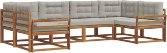vidaXL Conjunto De Sof&aacute;s De Exterior 6 Uds. Gris Natural Y Claro Vidaxl