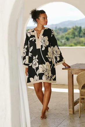 English Factory 100% Cotton Plus Kaftan Mini Dress