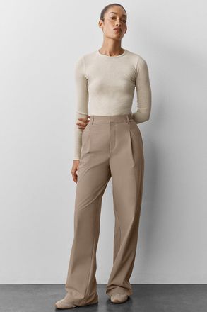 Alo | High-Waist Pursuit Trouser (Long) in Gravel Beige, Size: Medium