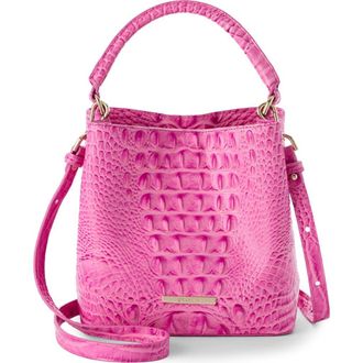 Brahmin Mini Amelia Croc Embossed Leather Top Handle Bucket Bag in Candy Pink at Nordstrom