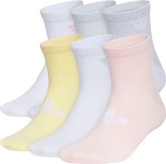 adidas Gender Inclusive Originals Superlite Assorted 6-Pack Quarter Socks in White/Pink/Sky Blue at Nordstrom