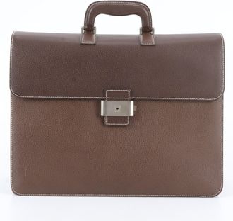 Ferragamo Brown Leather Briefcase Tote Bag (Pre-Owned)