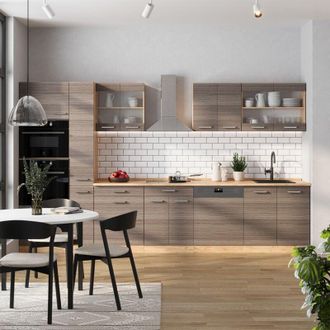 Vicco Cocina Completa R-line, Gris Noble/roble Dorado, 350 Cm, Et Antracita