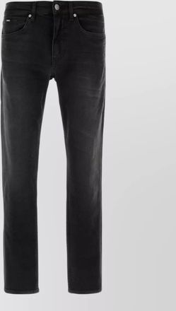HUGO BOSS black stretch denim straight-leg jeans
