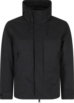 People of Shibuya Short Black Technical Microfiber Jacket With Concealed Zipper