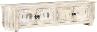 vidaXL Vidaxl - Mobile Porta Tv Bianco 140x30x35 Cm In Legno Massello Di Mango