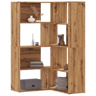 Berkfield Home Corner Bookcase 4-Tier Artisian Oak 85x85x140 cm Engineered Wood in Brown | Size: 85 x 85 x 140 cm