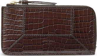 Jimmy Choo London Lise-Z crocodile-effect zip-around wallet - women - Crocodile Embossed Leather - One Size - Brown