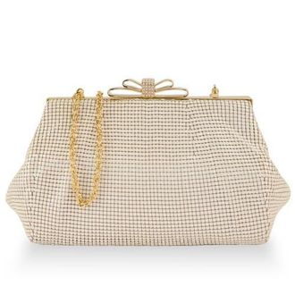 Whiting & Davis Blake Bow Clutch in Pearl at Nordstrom