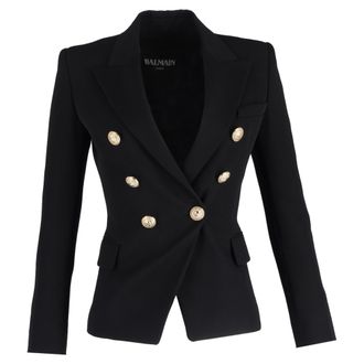 Balmain Balmain Dubbelzijdige Blazer in Zwarte Wol