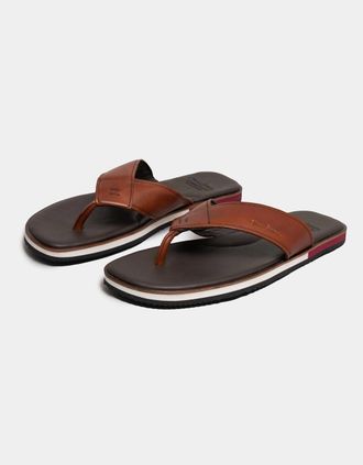 Oliver Sweeney Mens Oliver Sweeney Saltash Leather Mens Flip Flops - Brown - Size: 10