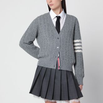 Thom Browne Cardigan Anchor 4-Bar grigio chiaro in lana
