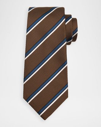 Kiton Men & apos;s Silk Pinstripe Jacquard 7-Fold Tie