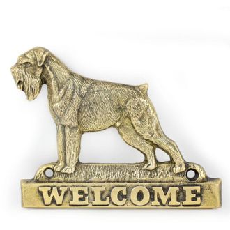OEM Schnauzer, Schnauzer Ii - Placa De Puerta Con Un Perro, Placa De Bienvenida De Lat&oacute;n, Cartel &Uacute;nico Con La Inscripci&oacute;n Welcome De Art-dog