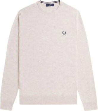 Fred Perry Klassieke trui met ronde hals - Heren - Ronde hals truien - Beige - L - Katoen - Truien & Vesten
