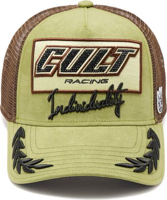 Cult of Individuality Mesh Back Trucker Hat Cult Racing In Olive
