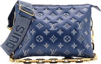 Louis Vuitton Blue Monogram Embossed Leather Coussin Bag Printed PM (Authentic Pre-Loved)