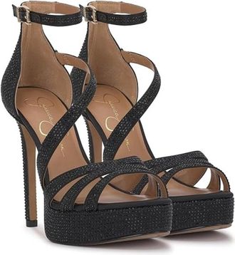 Jessica Simpson Womens Jessica Simpson Shyremin2 Sandals Black Leather Stiletto Heel ZAP1500