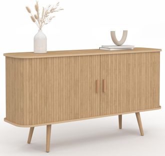 IDMarket Aparador Romie Efecto Listones 2 Puertas Correderas 140 Cm