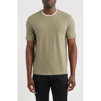 Vince Loose Knit Double Collar Crewneck T-Shirt in Sage/blanco at Nordstrom, Size Xx-Large
