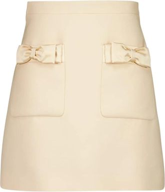 Valentino Garavani Minirok met Strikzakdetail - Dames - Korte rokken - Roze - M - Wol - Rokken