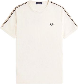 Fred Perry Contrast Ribbed Ringer T-Shirt - Heren - T-shirts - Beige - XL - Katoen - Tops