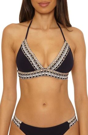 BECCA by Rebecca Virtue Fiesta Halter Bikini Top in Black at Nordstrom, Size Medium