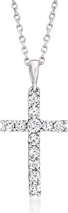 Ross-Simons Diamond Cross Pendant Necklace in Sterling Silver