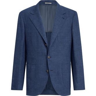 Brunello Cucinelli Prince of Wales deconstructed blazer in Denim at Nordstrom, Size 46 It