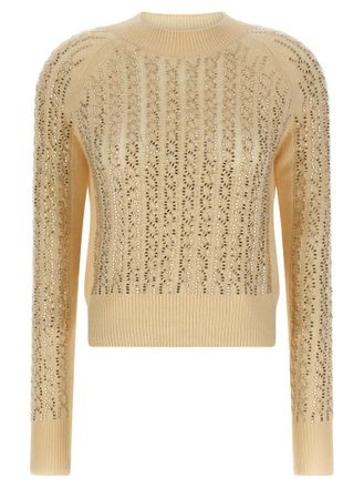 Ermanno Scervino Beige Baguette studded sweater