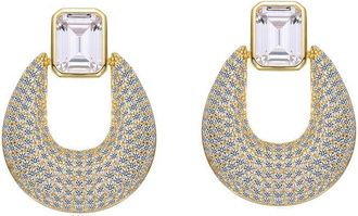 Rachel Glauber 14K Plated Cz Drop Earrings