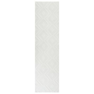 Beliani Alfombra De Pasillo Moderna Forma Rectangular Jacquard 80 X 300 Cm Pelo Corto Blanco Crema Kevirel