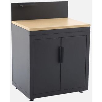 Sweeek Cucina esterna in acciaio e decorazione in legno 2 porte 1 gancio, 80cm