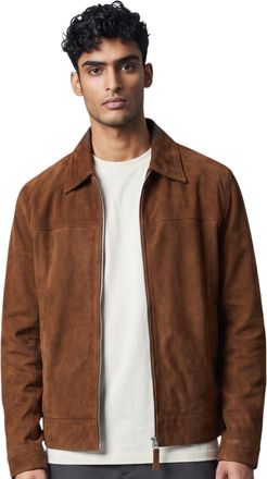 Infinity Leather Mens Brown Goat Suede Leather Harrington Biker Jacket - Bursa