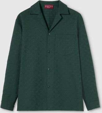 Gucci GG Canvas Shirt, Size 42, Blue, Ready-to-wear