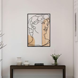 Dmora Cuadro Rinal, Estructura De Madera Noble, Tono Roble, Estructura De Metal, 55x80h Cm Marr&oacute;n Roble