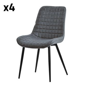 ML Design Sillas de comedor, set de 4, antracita, imitaci&oacute;n piel